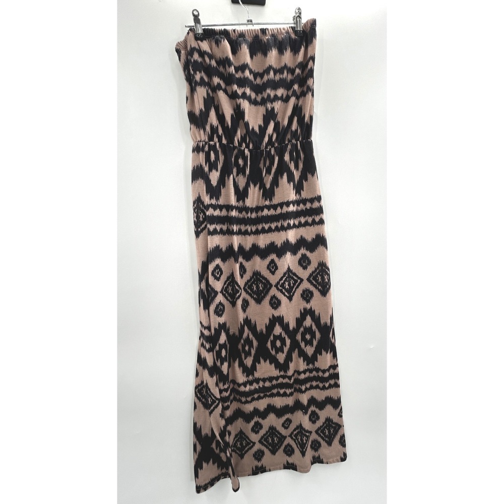 Tribal Print Strapless Maxi Dress Boho Festival Small Western Desert Cowgirl Y2K